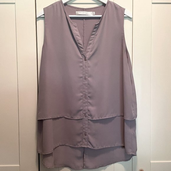 Dusty Mauve Sleeveless Blouse Size L, Simons Contemporaine - Picture 1 of 4